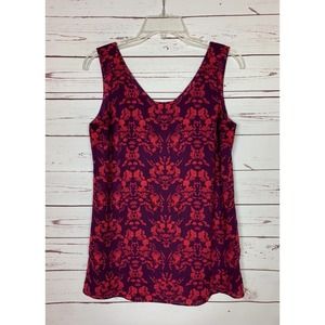 CAbi Women's S Small Plum & Red Cameo Sleeveless Cute Tank Top Blouse